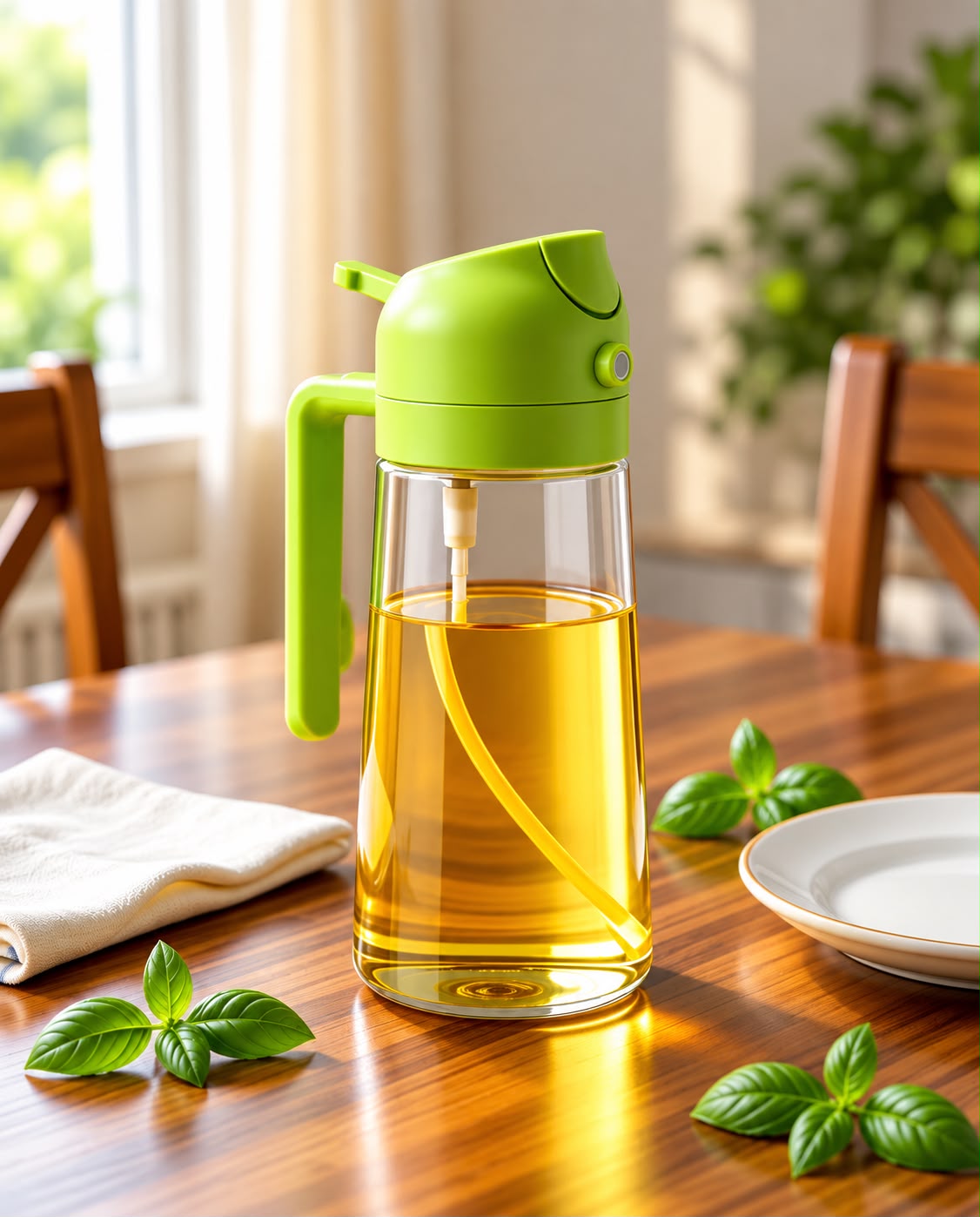 2-in-1 Plastic Oil Dispenser & Sprayer Bottle (500ml)